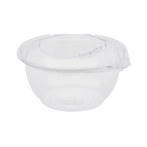 [240 sets] 32 oz Disposable Tamper Resistant Hinged Salad Bowls | PET