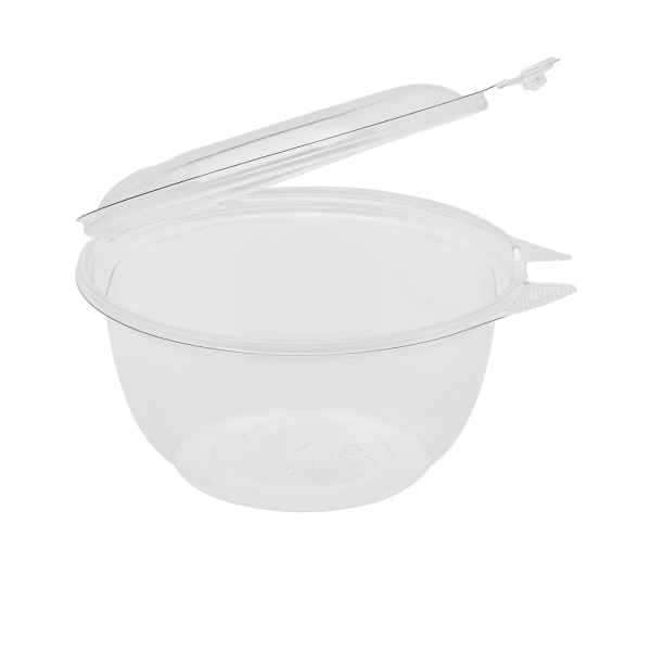 [240 sets] 32 oz Disposable Tamper Resistant Hinged Salad Bowls | PET