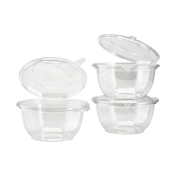 [240 sets] 32 oz Disposable Tamper Resistant Hinged Salad Bowls | PET