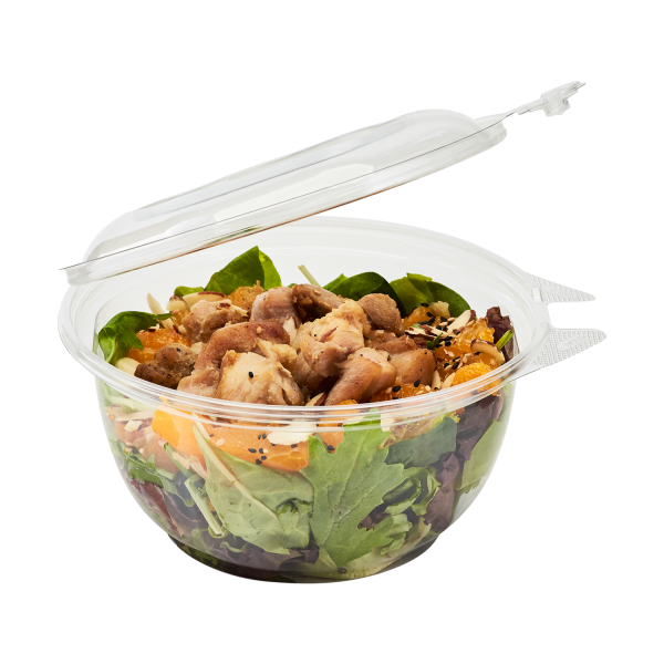 [240 sets] 32 oz Disposable Tamper Resistant Hinged Salad Bowls | PET