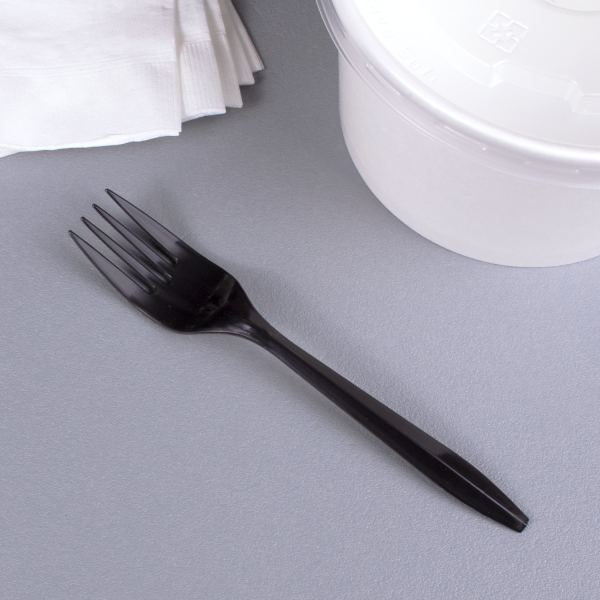 [1,000 ct] PP Plastic Medium Weight Forks Bulk Box, Black