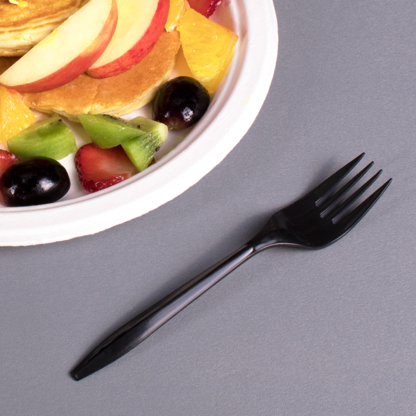 [1,000 ct] PP Plastic Medium Weight Forks Bulk Box, Black