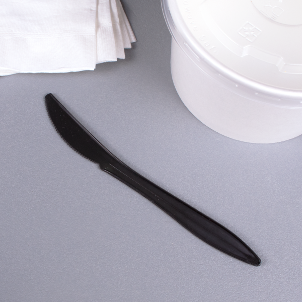 [1,000 ct] PP Plastic Medium Weight Knives Bulk Box, Black