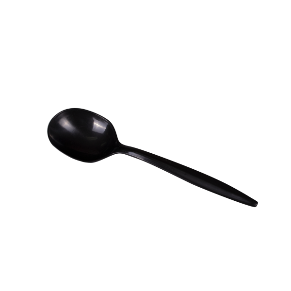 [1,000 ct] PP Plastic Medium Weight Soup Spoons Bulk Box, Black