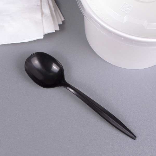 [1,000 ct] PP Plastic Medium Weight Soup Spoons Bulk Box, Black