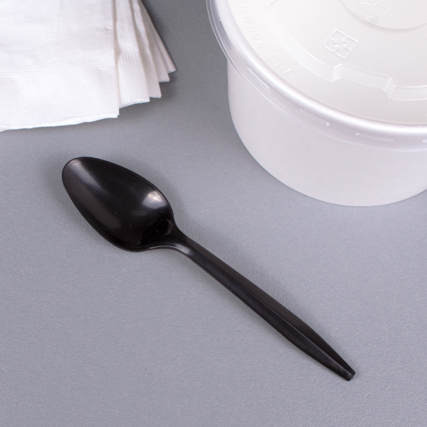 [1,000 ct] PP Plastic Medium Weight Tea Spoons Bulk Box, Black