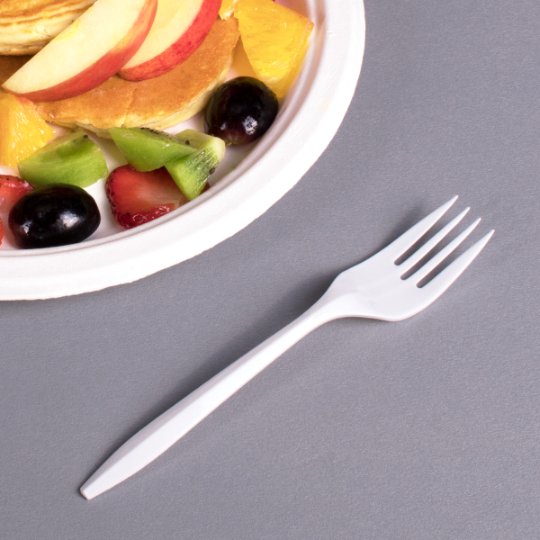 [1,000 ct] PP Plastic Medium Weight Forks, White
