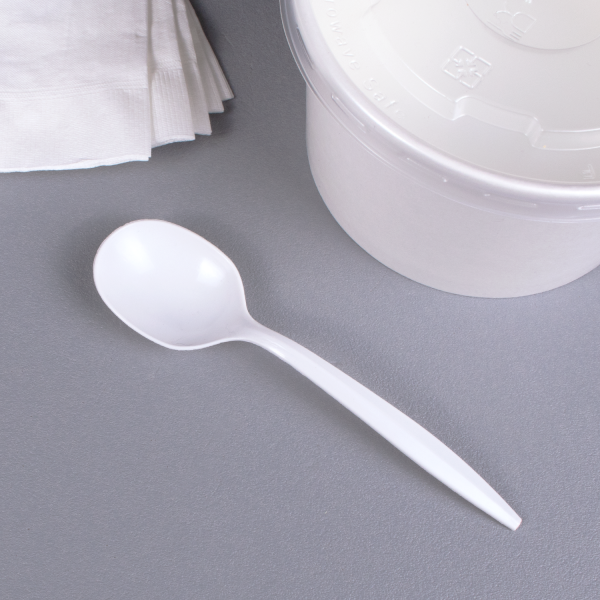 [1,000 ct] PP Plastic Medium Weight Soup Spoons, White
