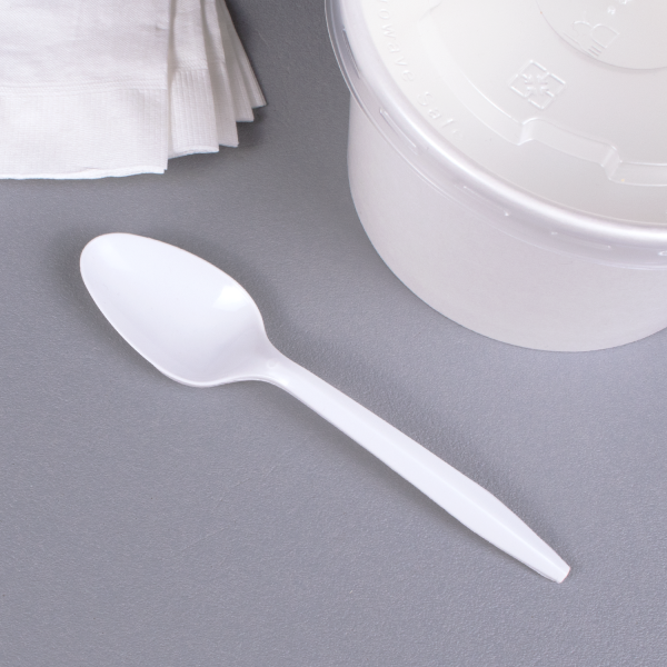[1,000 ct] PP Plastic Medium Weight Tea Spoons, White