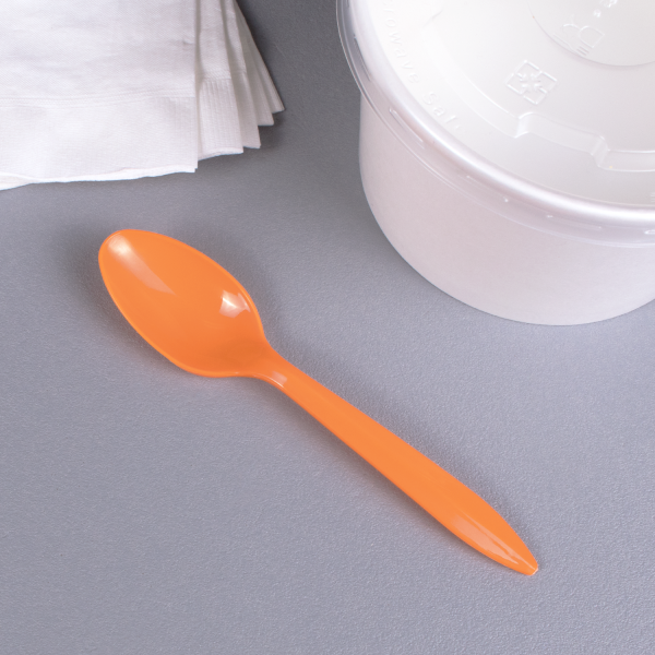 [1,000 ct] PP Plastic Medium Weight Tea Spoons, Orange