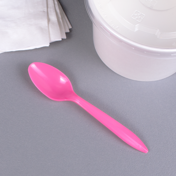 [1,000 ct] PP Plastic Medium Weight Tea Spoons, Pink