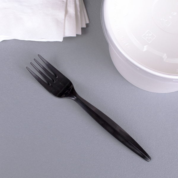 [1,000 ct] PP Plastic Medium-Heavy Weight Forks Bulk Box, Black