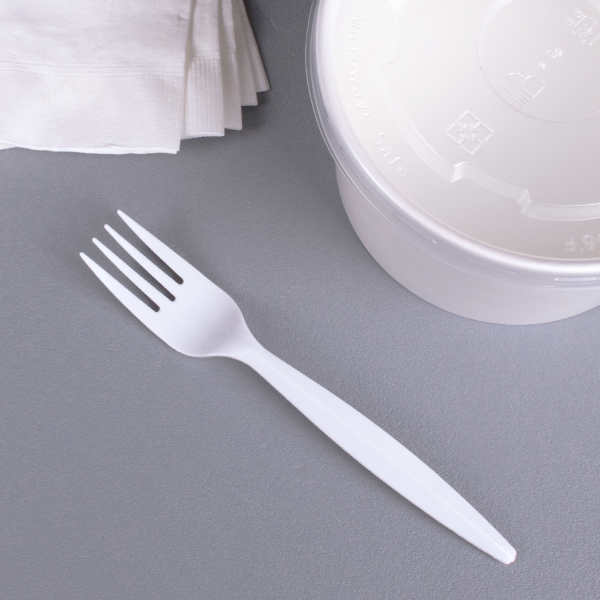 [1,000 ct] PP Plastic Medium-Heavy Weight Forks Bulk Box, White