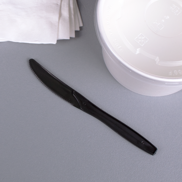 [1,000 ct] PP Plastic Medium Heavy Weight Knives Bulk Box, Black