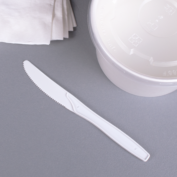 [1,000 ct] PP Plastic Medium Heavy Weight Knives Bulk Box, White