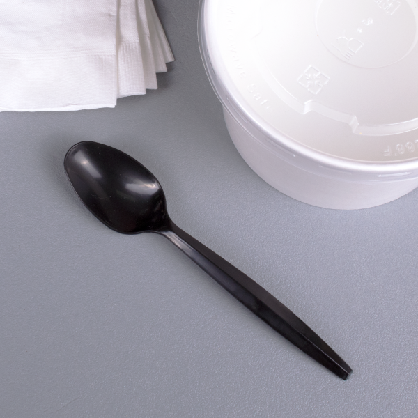 [1,000 ct] PP Plastic Medium Heavy Weight Tea Spoons Bulk Box, Black