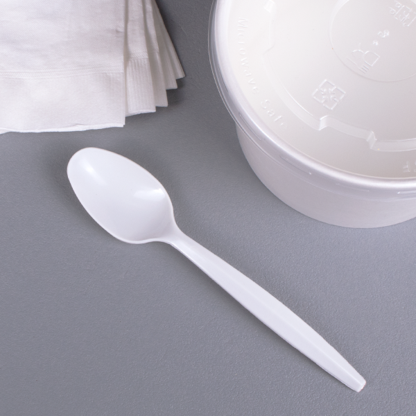 [1,000 ct] PP Plastic Medium-Heavy Weight Tea Spoons Bulk Box, White