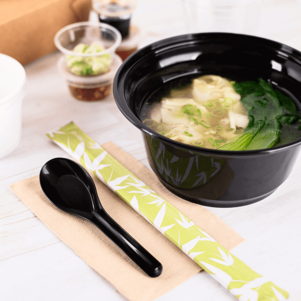 [1,000 ct] Med-Heavy Weight Asian Soup Spoon, Black