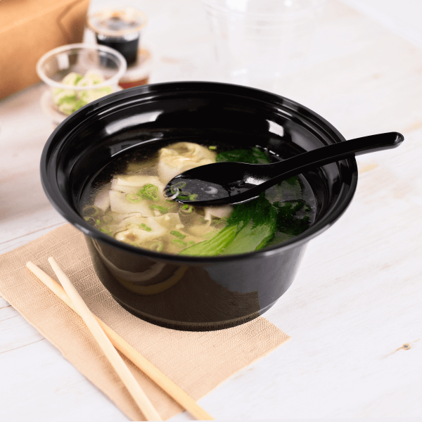 [1,000 ct] Med-Heavy Weight Asian Soup Spoon, Black
