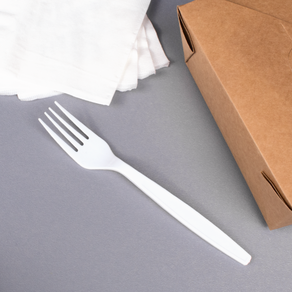 [1,000 ct] PS Plastic Extra Heavy Weight Forks, White