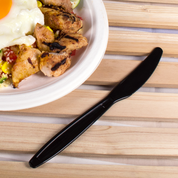 [1,000 ct] PS Plastic Extra Heavy Weight Knives, Black