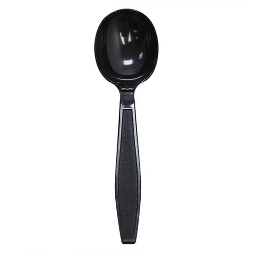 [1,000 ct] PS Plastic Extra Heavy Weight Soup Spoons, Black