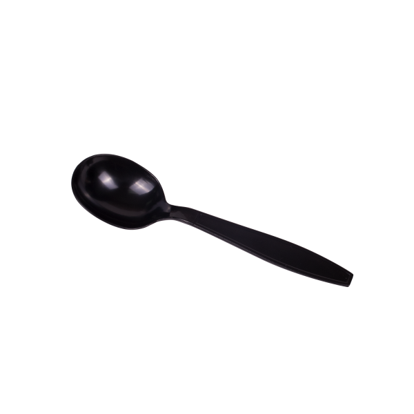 [1,000 ct] PS Plastic Extra Heavy Weight Soup Spoons, Black