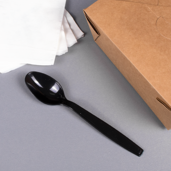 [1,000 ct] PS Plastic Extra Heavy Weight Tea Spoons, Black