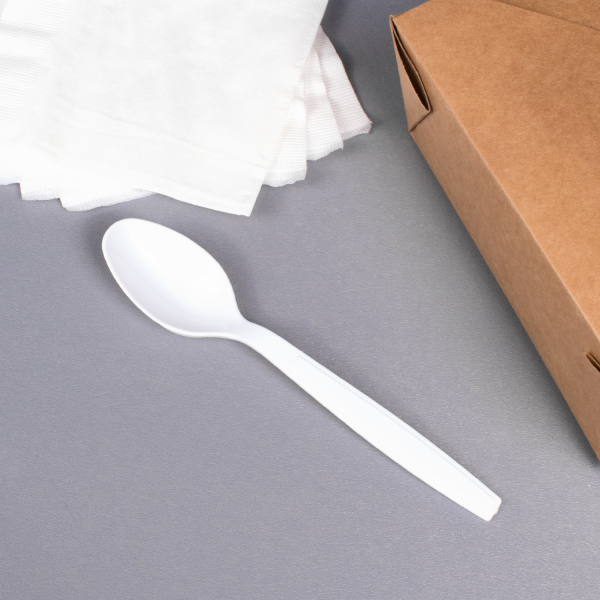 [1,000 ct] PS Plastic Extra Heavy Weight Tea Spoons, White