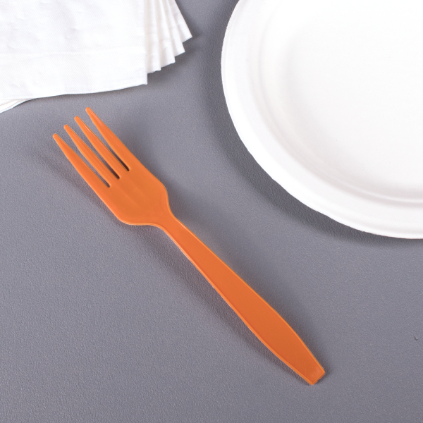 [1,000 ct] PP Plastic Extra Heavy Weight Forks, Orange