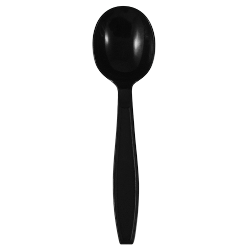[1,000 ct] PP Plastic Extra Heavy Weight Soup Spoons, Black