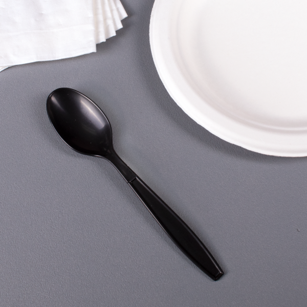 [1,000 ct] PP Plastic Extra Heavy Weight Tea Spoons, Black