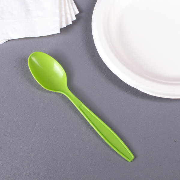 [1,000 ct] PP Plastic Extra Heavy Weight Tea Spoons, Green