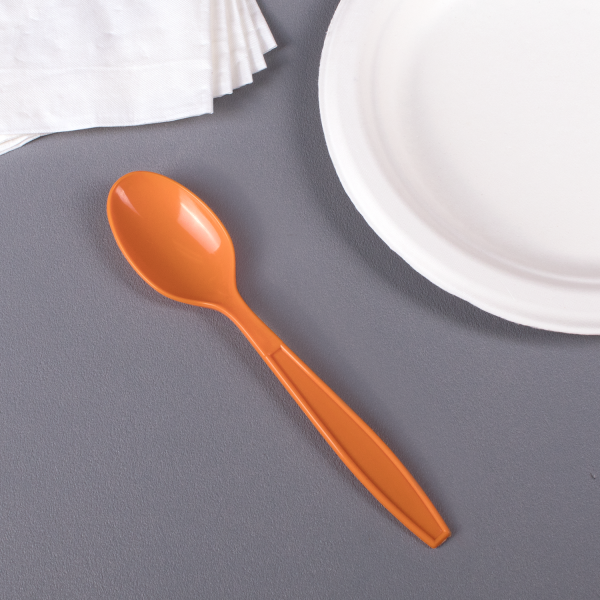 [1,000 ct] PP Plastic Extra Heavy Weight Tea Spoons, Orange