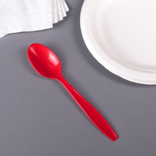 [1,000 ct] PP Plastic Extra Heavy Weight Tea Spoons, Red