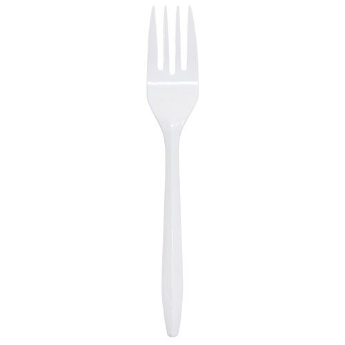 [1,000 ct] PS Plastic Medium Weight Forks Bulk Box, White