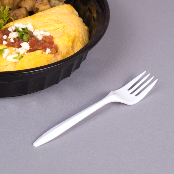 [1,000 ct] PS Plastic Medium Weight Forks Bulk Box, White