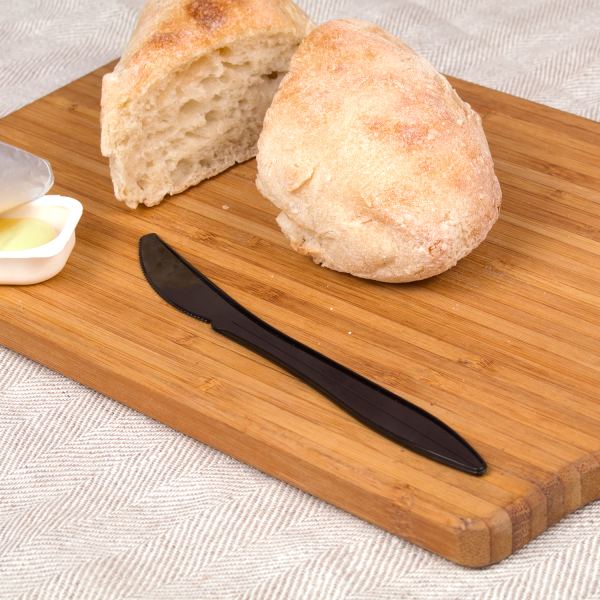 [1,000 ct] PS Plastic Medium Weight Knives Bulk Box, Black