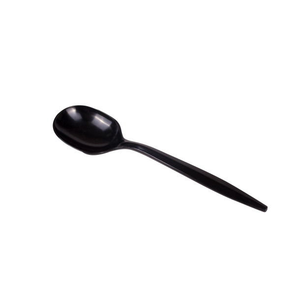 [1,000 ct] PS Plastic Medium Weight Soup Spoons Bulk Box, Black