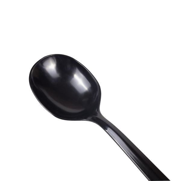 [1,000 ct] PS Plastic Medium Weight Soup Spoons Bulk Box, Black