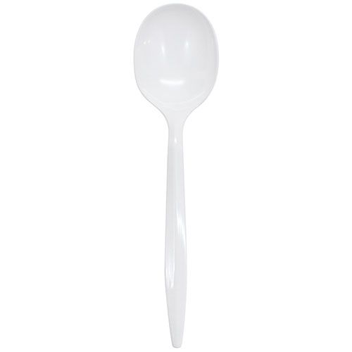 [1,000 ct] PS Plastic Medium Weight Soup Spoons Bulk Box, White