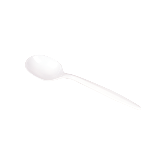 [1,000 ct] PS Plastic Medium Weight Soup Spoons Bulk Box, White