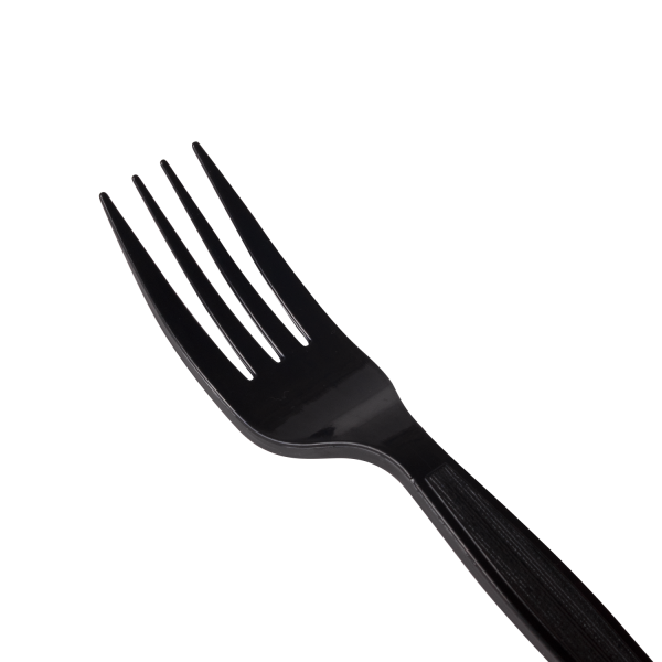 [1,000 ct] PS Plastic Medium-Heavy Weight Forks Bulk Box, Black