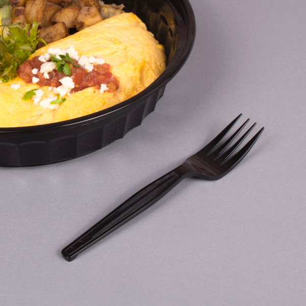 [1,000 ct] PS Plastic Medium-Heavy Weight Forks Bulk Box, Black