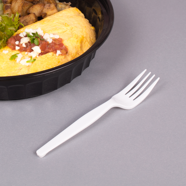 [1,000 ct] PS Plastic Medium-Heavy Weight Forks Bulk Box, White