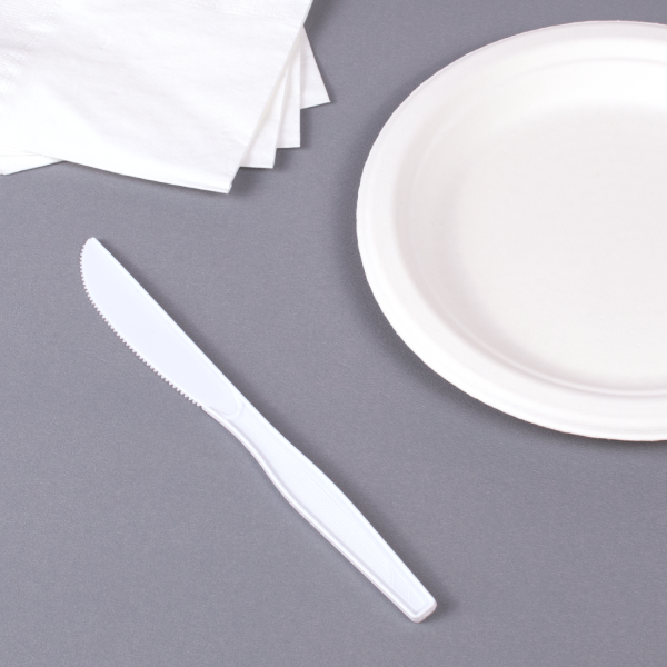 [1,000 ct] PS Plastic Medium-Heavy Weight Knives Bulk Box, White