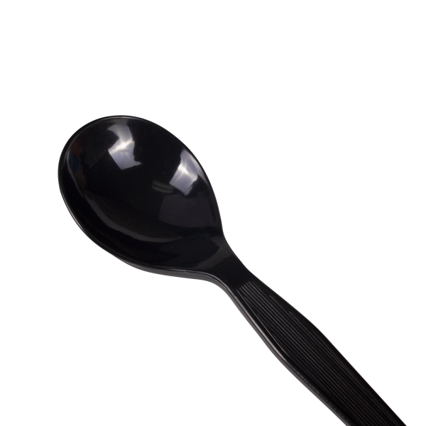 [1,000 ct] PS Plastic Medium-Heavy Weight Soup Spoons Bulk Box, Black