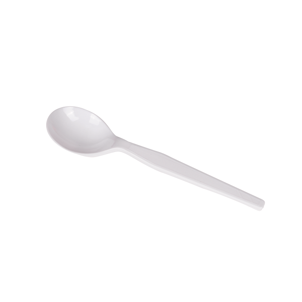 [1,000 ct] PS Plastic Medium-Heavy Weight Soup Spoons Bulk Box, White