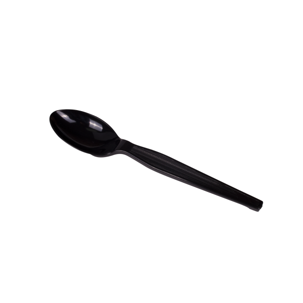 [1,000 ct] PS Plastic Medium-Heavy Weight Tea Spoons Bulk Box, Black