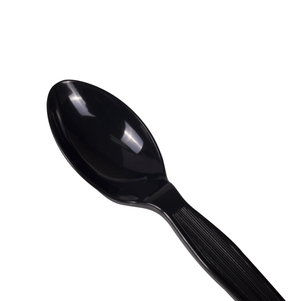 [1,000 ct] PS Plastic Medium-Heavy Weight Tea Spoons Bulk Box, Black